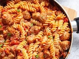 spicy Italian sausage pasta dish