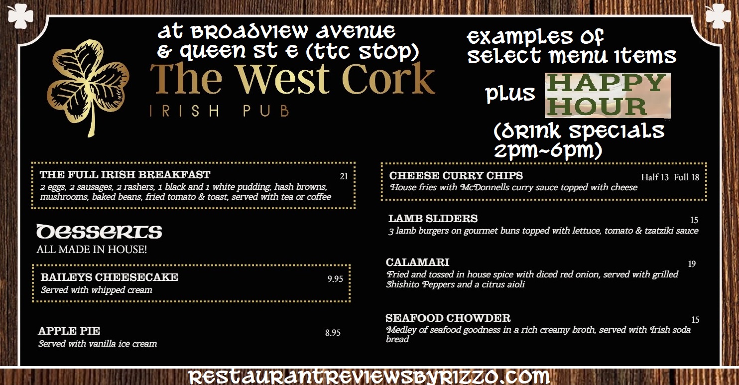 west cork sample menu picks